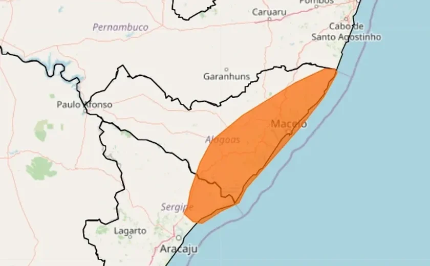 Inmet divulga alerta de chuvas para 58 municípios alagoanos