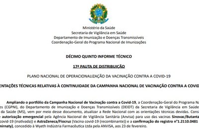Divulgadas orientações técnicas sobre a vacinação contra a Covid-19