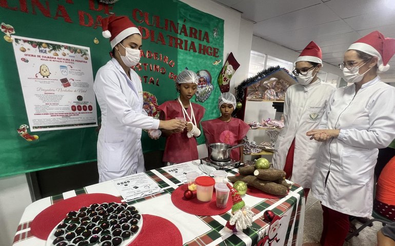 HGE promove oficina de culinária natalina para crianças da pediatria