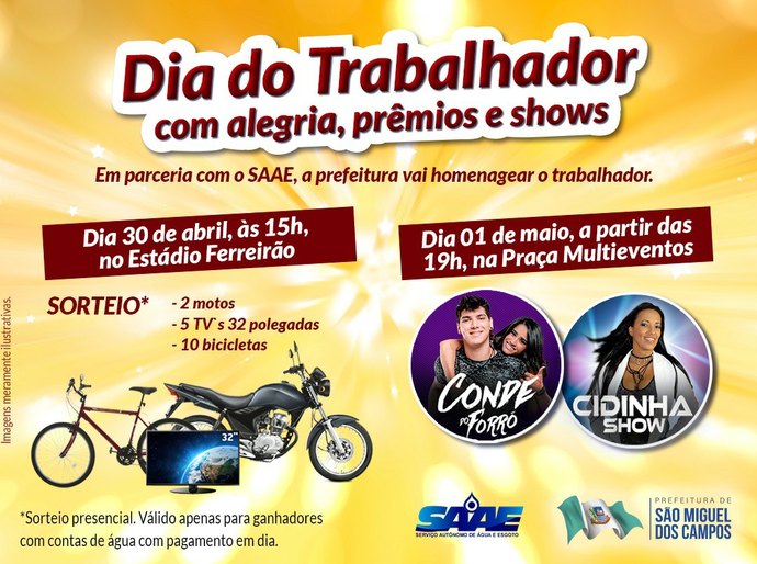 Prefeitura de São Miguel promove grande festa no Dia do Trabalhador