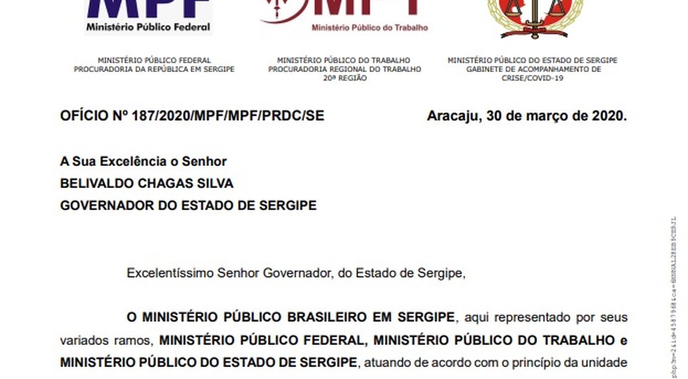 MPS RECOMENDAM ESTADO COVID / Foto: Print documento