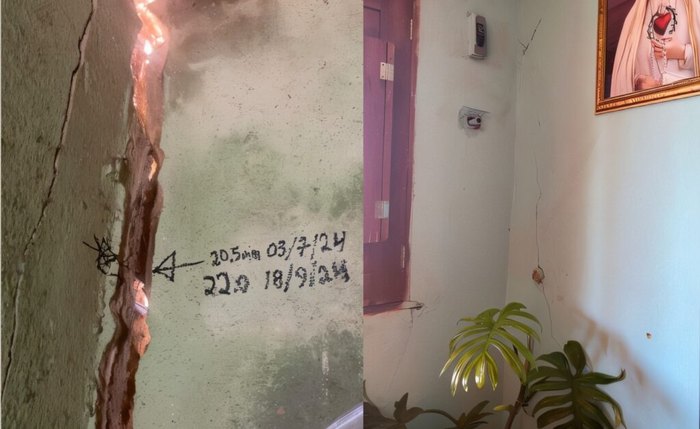 Inspeção comprovou rachaduras em imóveis Inspeção comprovou rachaduras em imóveis
