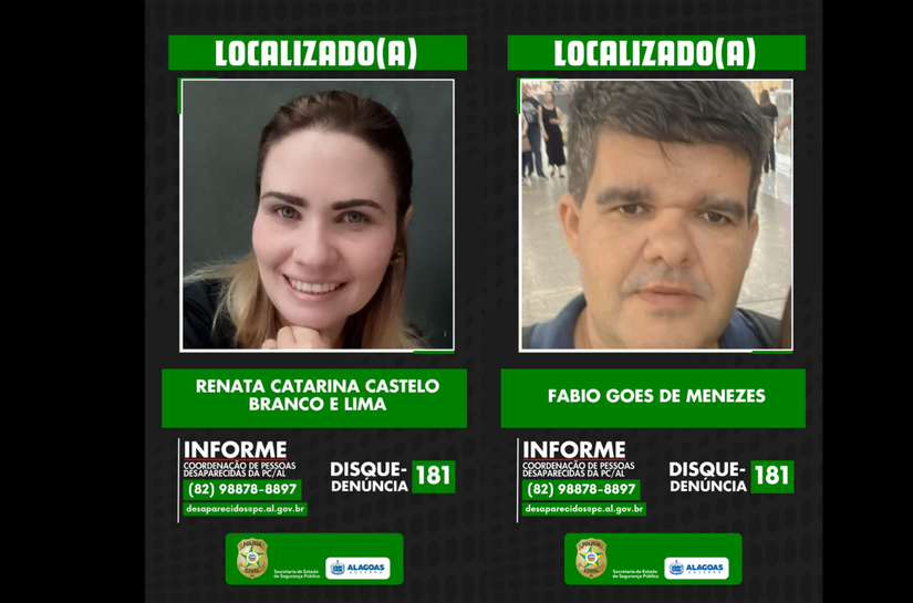 Polícia Civil localiza duas pessoas desaparecidas em Maceió após investigação