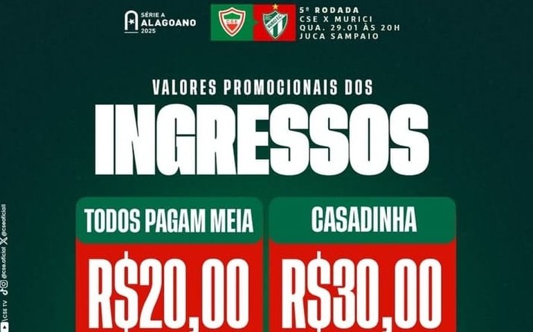 Direção do CSE divulga valores dos ingressos para jogo contra o Murici; confira a programação da semana