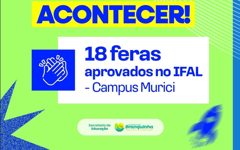 18 alunos da rede municipal de Branquinha são aprovados no IFAL
