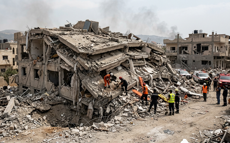 Explosão destrói prédio de quatro andares no sul do Líbano
