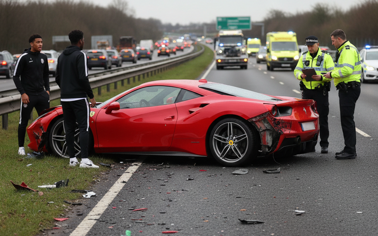 Jogadores do Tottenham sofrem acidente com Ferrari a caminho de jogo da Champions