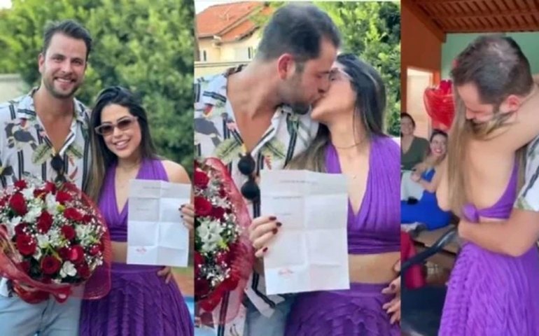 Gustavo, do &#8216;BBB 22&#8217;, faz surpresa e oficializa namoro com Laís