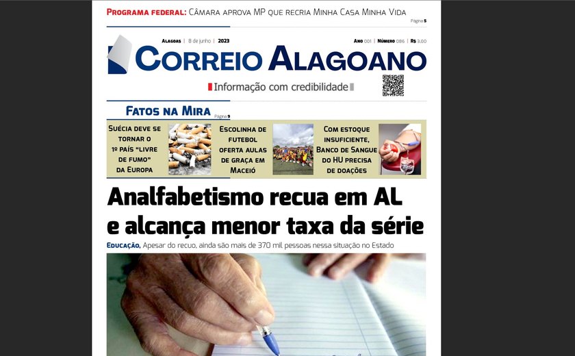 Analfabetismo recua em AL e alcança menor taxa da série