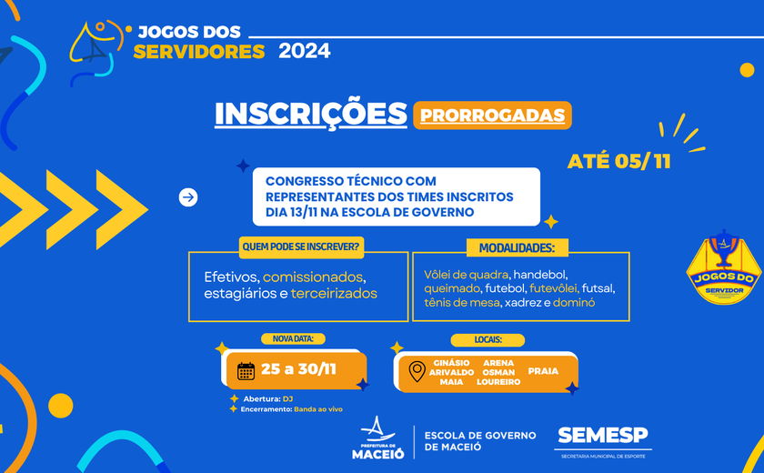 Inscrição dos Jogos dos Servidores é prorrogada