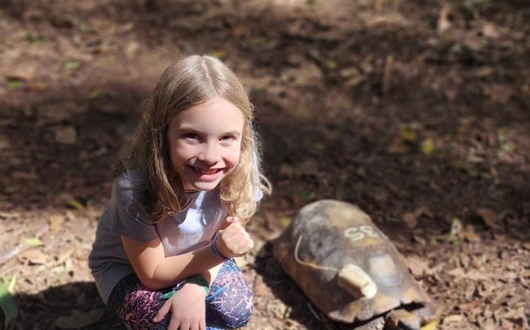 Mari Bridi faz trilha com os filhos e a mãe, Sônia Bridi, e brinca com disposição do caçula: 'Jovem idoso'