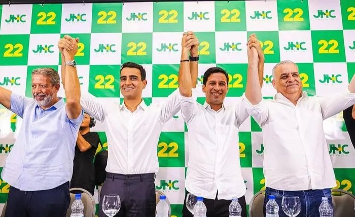 JHC, Arthur Lira e Rodrigo Cunha na homologação da candidatura 2024