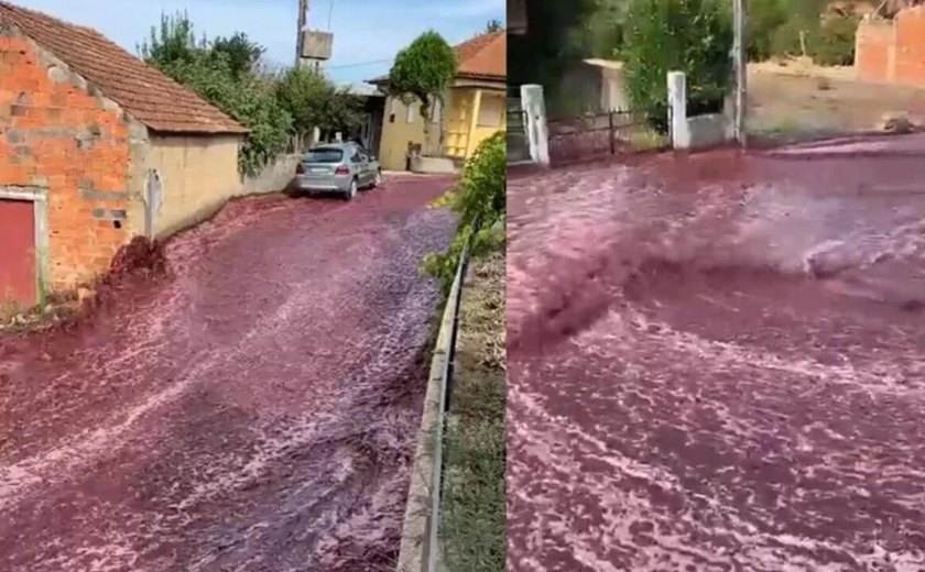 Rio de vinho tinto forma correnteza inunda cidade de Anadia