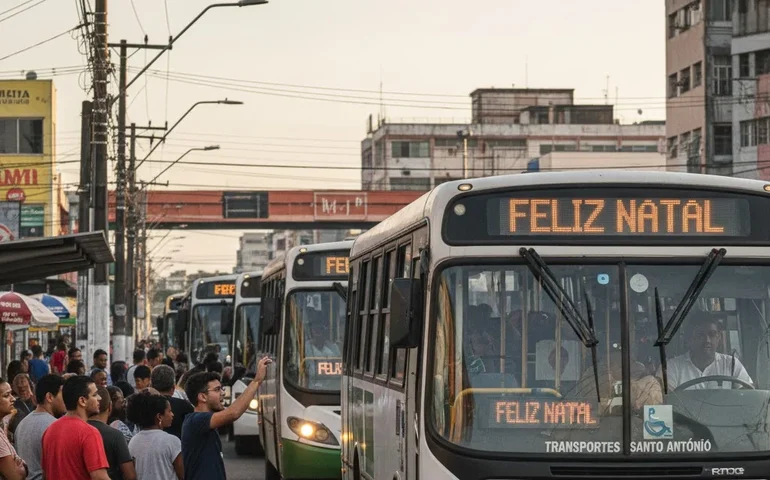 Mensagem natalina em letreiros de ônibus confunde passageiros na Baixada Fluminense