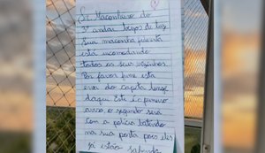 Bilhete anônimo ameaça acionar polícia por suposto cheiro de maconha em condomínio. Fonte: Internet