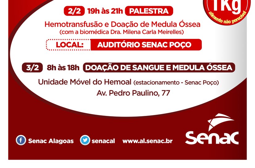 “Hemotransfusão e Doação de Medula Óssea” é tema de palestra no Senac