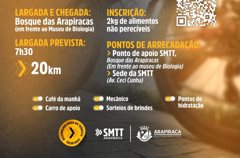 SMTT de Arapiraca promove Pedal Solidário para ajudar famílias em situação de vulnerabilidade