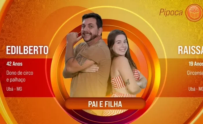 Edilberto e Raissa são pai e filha e pertencem ao grupo pipoca