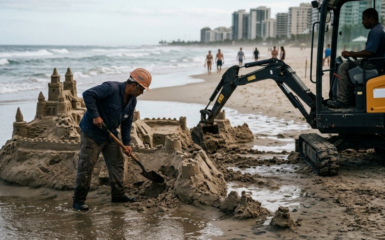Castelo de areia símbolo da Barra é demolido após 30 anos