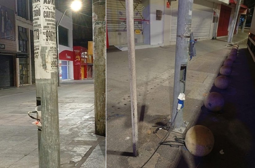 Furtos de cabos deixam ruas do Centro de Maceió às escuras e causam prejuízo à iluminação pública