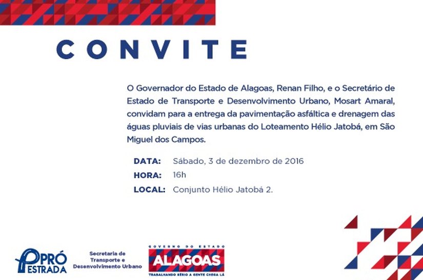 Governador entrega obra em São Miguel no próximo sábado ,03
