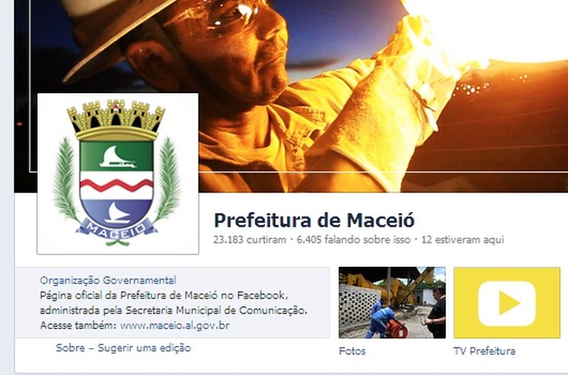 Página da Prefeitura de Maceió conquista 200 mil fãs no Facebook