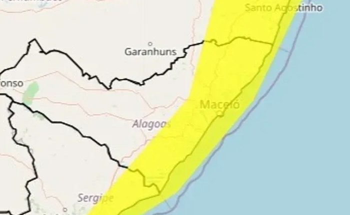 O alerta, representado pela cor amarela, indica risco potencial