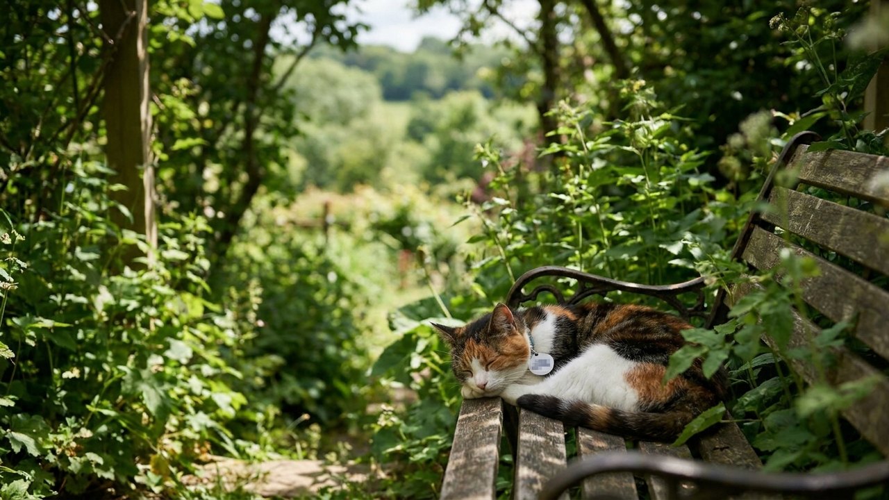 Gata Timosha aproveita o verde para um fim de semana de relaxamento