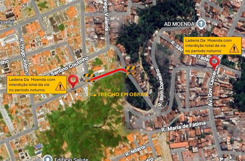 Interdição noturna: BRK realiza obra de implantação de rede na Ladeira da Moenda