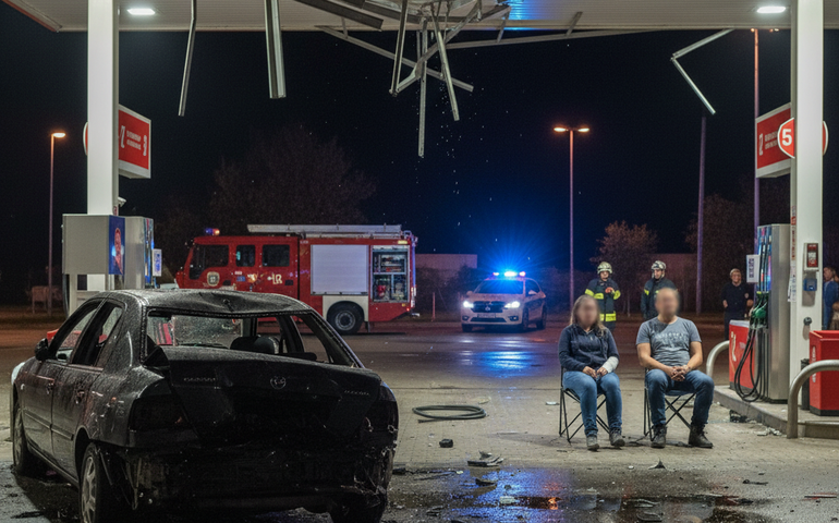 Explosão de cilindro de gás fere duas pessoas em posto de São Gonçalo