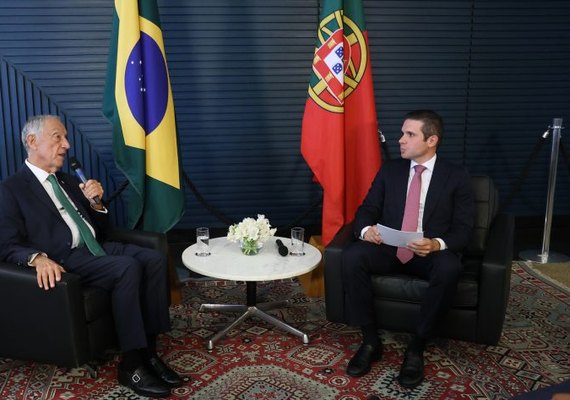 Em encontro na Câmara, Hugo Motta e presidente de Portugal criticam protecionismo