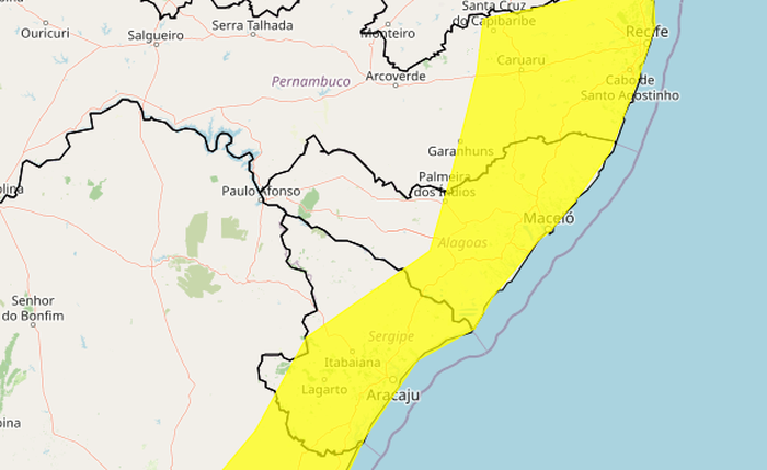Aviso de chuva forte é disparado para cidades de Alagoas; veja a lista