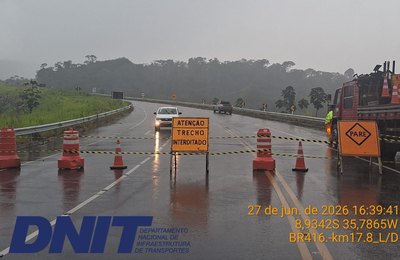 DNIT inicia recuperação da Serra da Catita após queda de rocha na BR-416