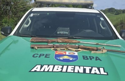 PM apreende duas armas de fogo durante fiscalização ambiental em Porto Calvo