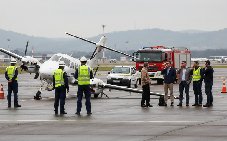 Avião com sete pessoas tomba ao pousar no Aeroporto da Pampulha