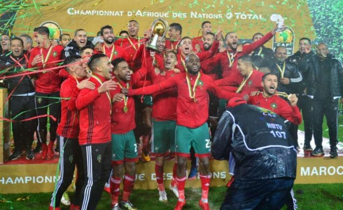 Só festa! Marrocos comemora o título continental. Foto: LANCE!