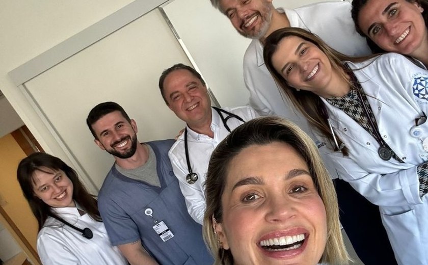 Flávia Alessandra registra evolução de Otaviano Costa após cirurgia com caminhadas e exercício em família 