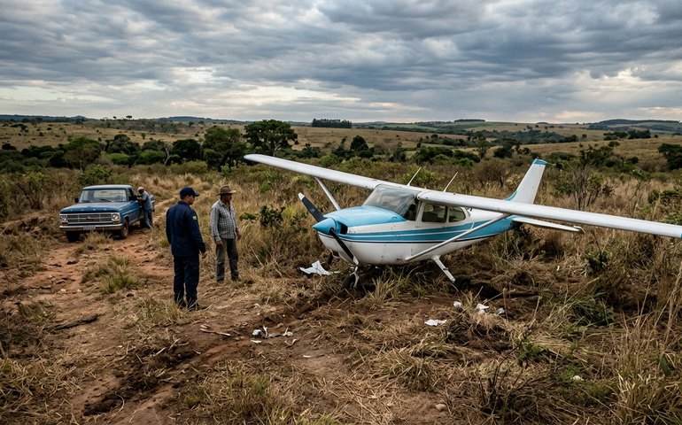 Avião de pequeno porte faz pouso de emergência em área rural de Goiás