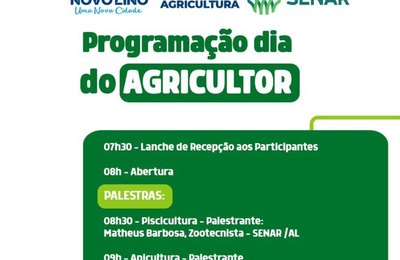 Secretaria de Agricultura de Novo Lino realiza programação nesta quinta em comemoração ao Dia do Agricultor