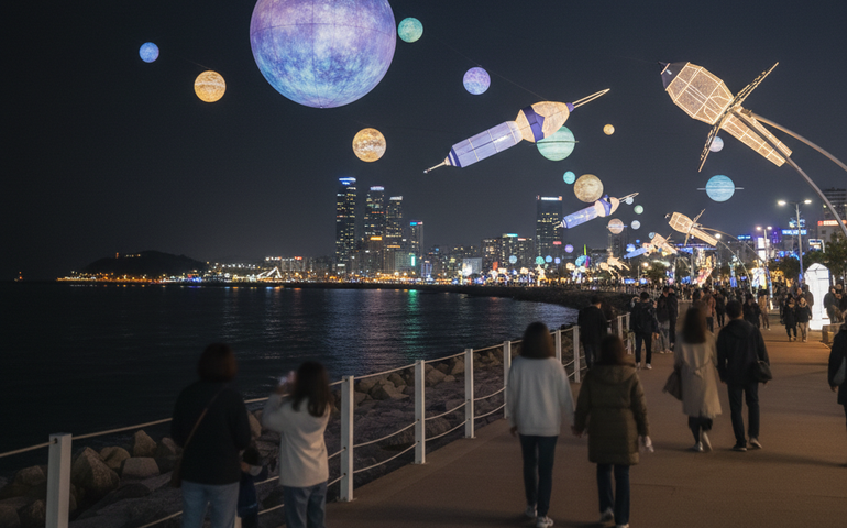 Viagem às estrelas ilumina o litoral de Busan