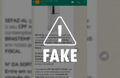 É falso que Sefaz informe resultado de premiações via Whatsapp 