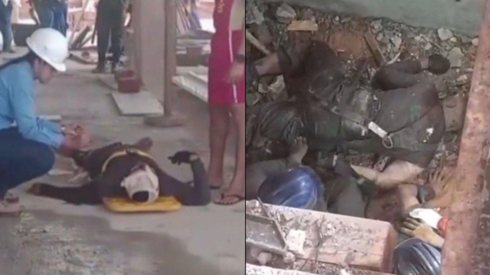 Dois operários caem em poço de elevador durante obra em Jacarecica, em Maceió