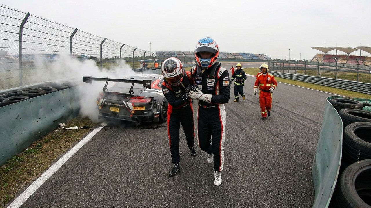 No China GT, piloto abandona corrida e salva companheiro de carro em chamas, que agradece: 'Maior super-herói da história'