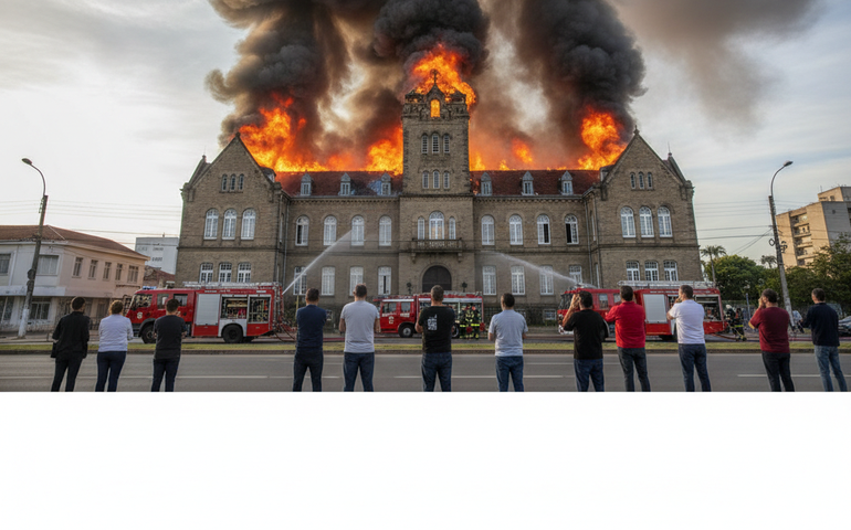 Incêndio de grandes proporções atinge colégio centenário em Santa Maria (RS)