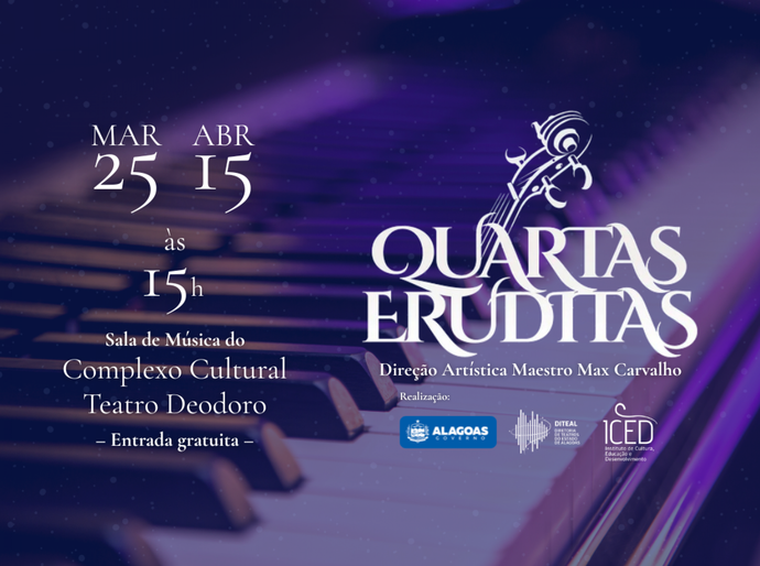 Diteal anuncia novas apresentações do Quartas Eruditas no Complexo Cultural Teatro Deodoro