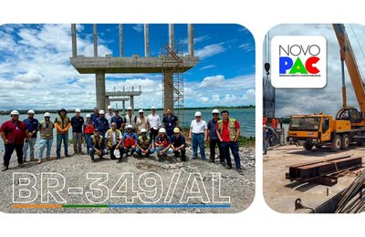 DNIT acompanha avanço das obras da ponte entre Penedo e Neópolis, na BR-349 AL/SE