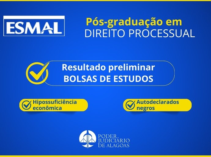 Esmal divulga resultado preliminar da seleção de bolsas para pós-graduação em Direito Processual