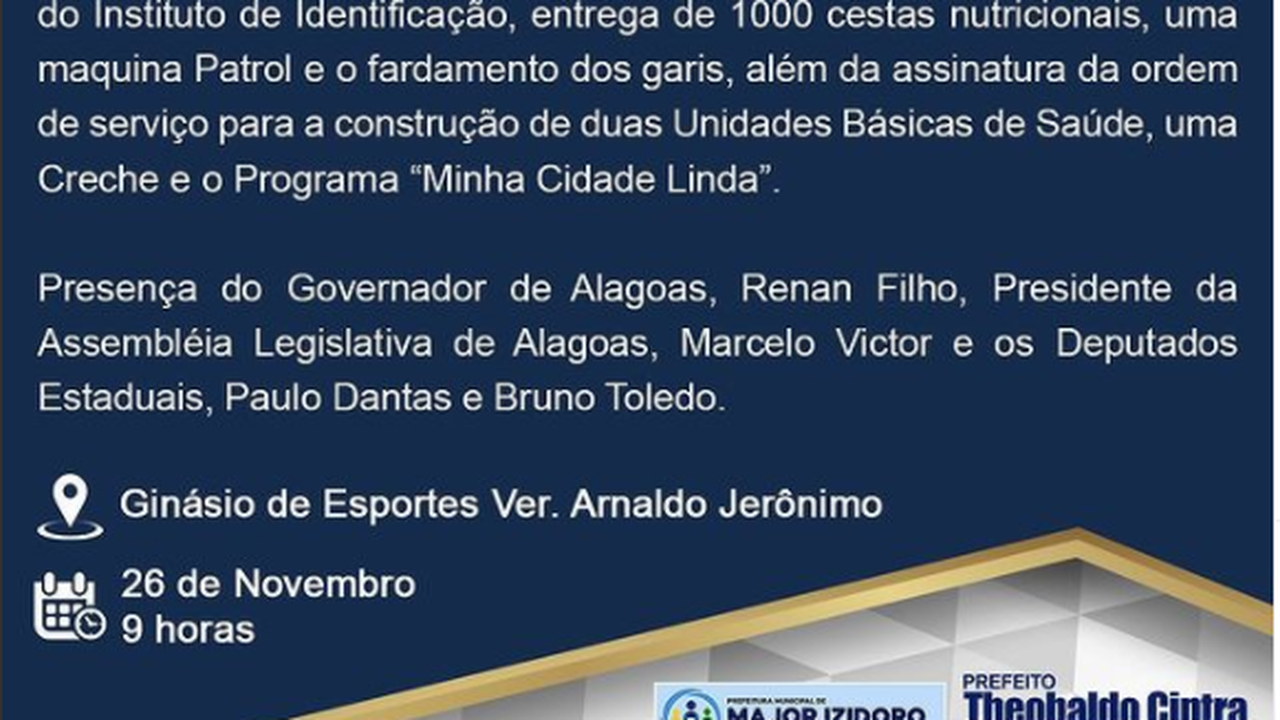 População de Major Izidoro recebe mais ações nesta sexta, 26, da gestão Theobaldo Cintra/Leopoldo Amaral