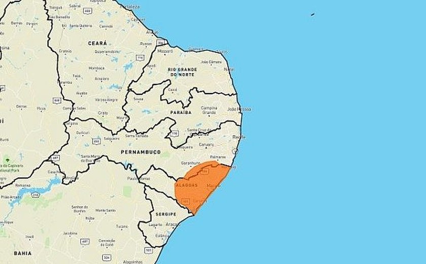 79 cidades alagoanas estão em alerta laranja de perigo devido às chuvas