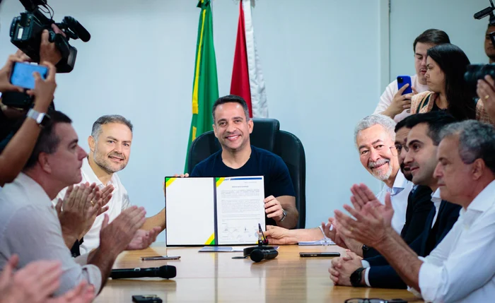 Renan Filho, Paulo Dantas e Paulão na cerimônia de autorização da duplicação da BR-424